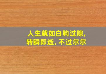 人生就如白驹过隙,转瞬即逝, 不过尔尔